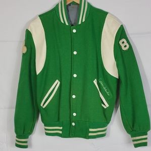 Vintage Wool Varsity Letterman Jacket Bomber Snap-Up Men Small/Women Med/Larg